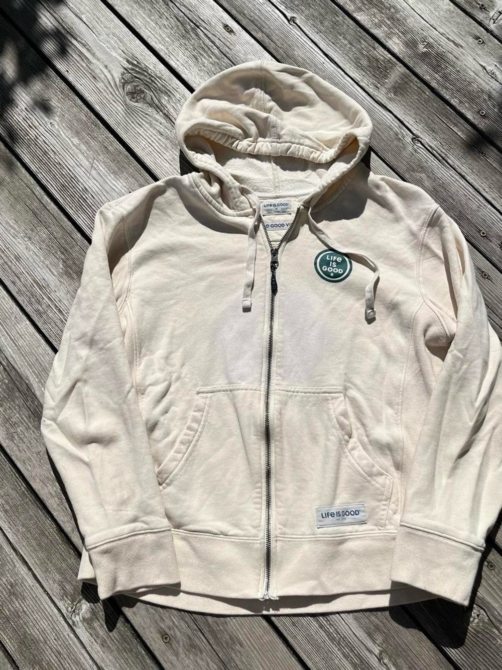 Life is Good pastel pink zip up hoodie